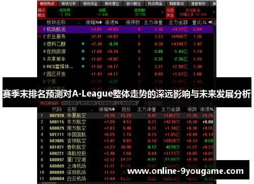 赛季末排名预测对A-League整体走势的深远影响与未来发展分析 赛季末排名预测对A-League整体走势的深远影响与未来发展分析